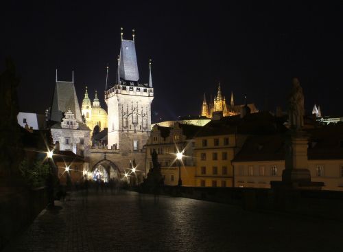 Prague, Naktis, Bokštas, Tiltas