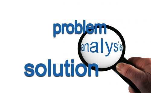 Problema, Analizė, Tirpalas, Ranka, Padidinamasis Stiklas, Tekstas, Tyrimas, Metodas, Procesas, Plėtra, Strategija