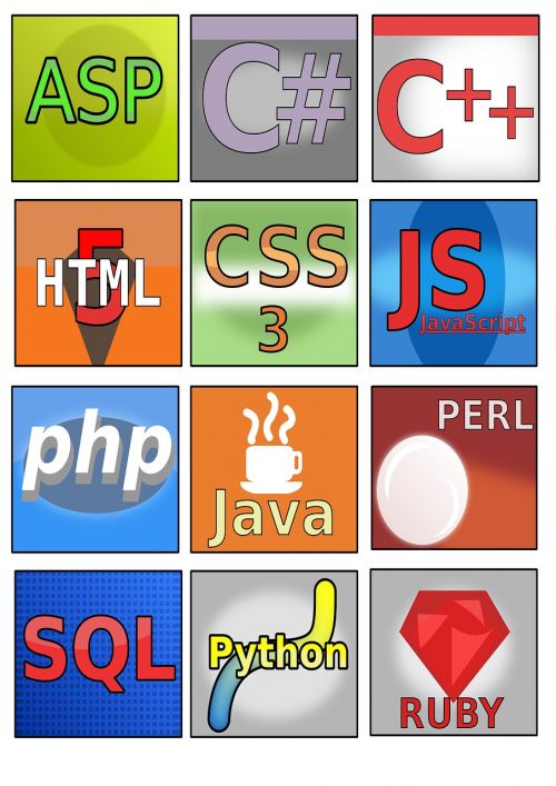 Programavimas, Kalbos, Piktograma, Rinkimas, Css, Perl, C Sharp, C Plus Plus, Javascript, Sql, Rubinas, Php, Python, Asp, Neto, Java