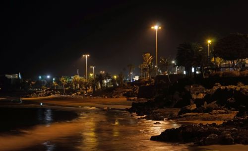 Promenada, Naktinė Nuotrauka, Puerto Del Carmen, Lanzarote, Apšvietimas, Žibintai