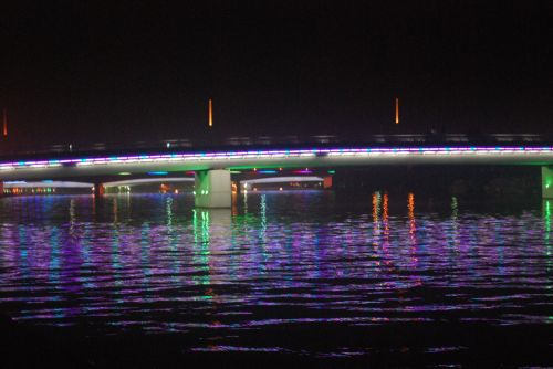 Tiltas,  Vanduo,  Violetinė,  Šviesa,  Poveikis,  Zhengzhou,  Purpurinis Vanduo