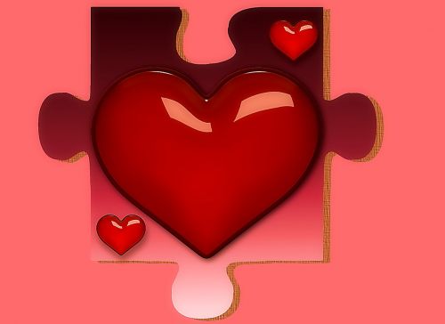 Galvosūkis, Širdis, Raudona, Galvosūkis, Širdies Formos, Valentino Diena, Romantika, Meilė, Fonas