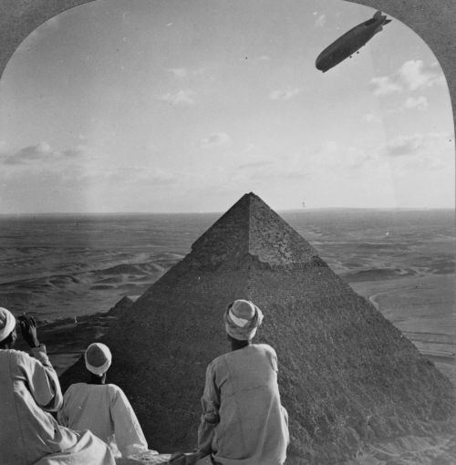Piramidės, Gizeh, Graf Zeppelin, 1931, Zeppelinas, Juoda Ir Balta