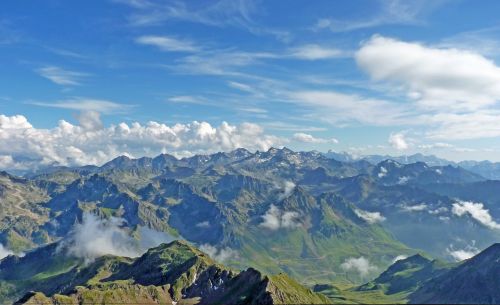 Pyrénées, Kalnas, Aukščiausiojo Lygio Susitikimas, France, Panorama, Vaizdas, Panoraminiai Vaizdai, Vasara, Gamta, Kraštovaizdis