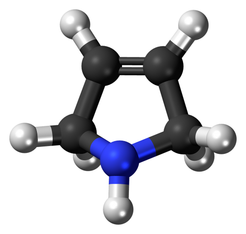 Pirolinas,  Molekulė,  Chemija,  Atomai,  Modelis,  Bondings,  Tyrimai,  Junginys,  Heterociklas