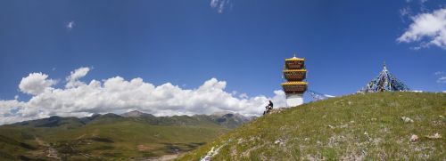 Qinghai, Pagoda, Kalnas, Mėlyna Diena, Kraštovaizdis