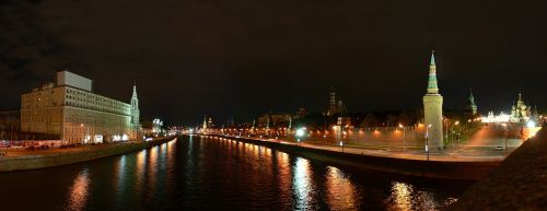 Krantinė, Moscow, Kremlius, Naktis, Vasilievsky Spusk, Vaizdas Iš Didžiojo Moskvos Upės Tilto
