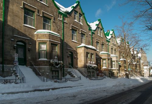 Québec, Senas Quebecas, Architektūra, Fasadai, Žiema