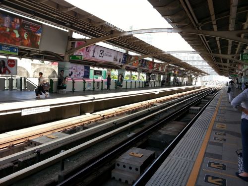 Geležinkelis, Stotis, Bts Platforma, Bkk, Bangkokas