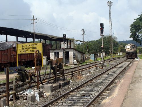 Traukinių Stotis, Sankryža, Geležinkelis, Takelius, Gabenimas, Traukinių Stotis, Castlerock, Karnataka, Indija