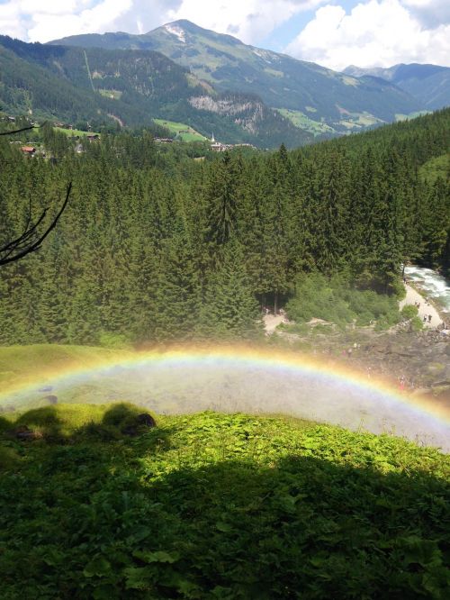Vaivorykštė, Kalnų Panorama, Platus, Kraštovaizdis, Kalnų Peizažas, Numatymas, Austria