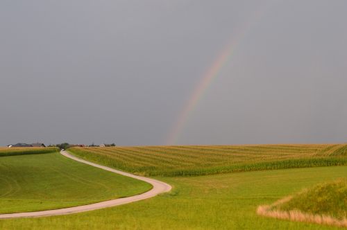 Vaivorykštė, Saulėtas, Žalias, Po Lietaus, Šalies Pusė, Laukai, Gamta