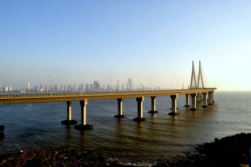 Rajiv Gandhi Jūra, Kabantis Tiltas, Bandra-Worli Jūra, Tiltas, Architektūra, Mumbajus, Indija, Vandenynas