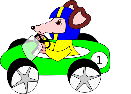 Žiurkė, Automobilis, Lenktyninis Automobilis, Žalias, Animacinis Filmas, Nemokama Vektorinė Grafika