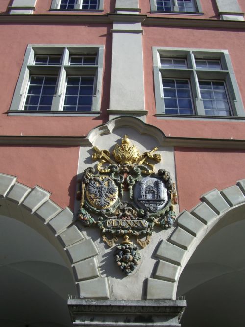 Ravensburgas, Senas Teatras, Arka, Fasadas, Ankstyvas Barokas, Herbas, Crest Relief, Imperijos Erelis