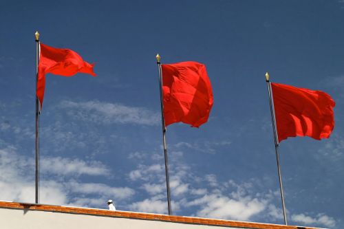 Raudona, Vėliava, Socializmas, Flagpole, Plazdėjimas, Smūgis, Kinija, Vėliavos