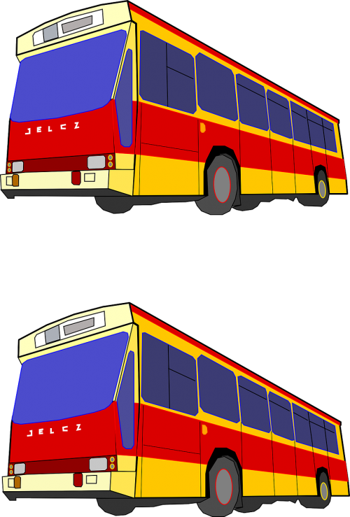 Raudona, Mėlynas, Geltona, Autobusas, Gabenimas, Transporto Priemonė, Transportas, Nemokama Vektorinė Grafika