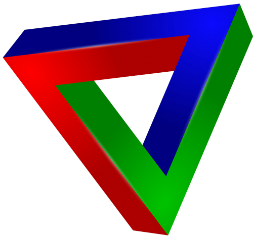 Raudona, Akis, Žalias, Mėlynas, Trikampis, Trikampiai, Iliuzija, Neįmanomas, Begalinis, Akys, Nemokama Vektorinė Grafika