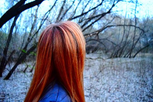 Raudoni Plaukai, Moteris, Parkas, Gamta, Žiema, Plaukai, Galinis Vaizdas, Rusija
