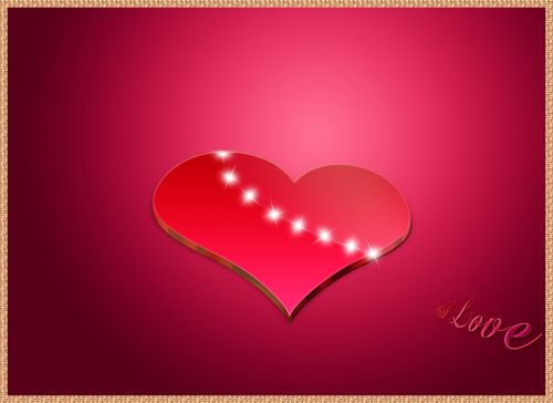 Valentine,  Raudona,  Širdis,  3D,  Romantiškas,  Meilė,  Pažintys,  Raudona Širdis - Auksinis Rėmas