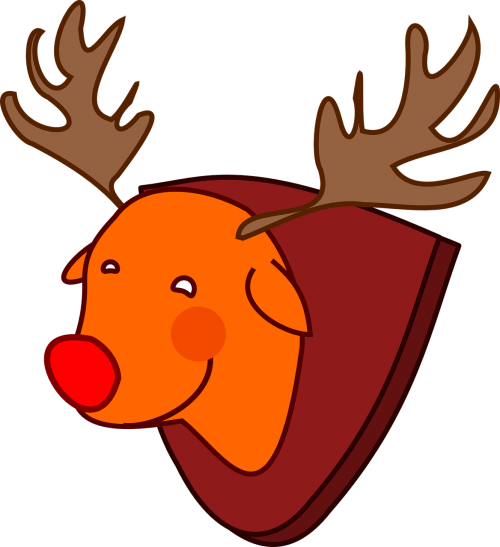 Raudonas Nosis, Šiaurės Elniai, Rudolph, Gyvūnas, Kalėdos, Nemokama Vektorinė Grafika