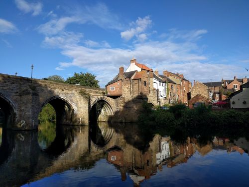 Atspindys, Tiltas, Upė, Mėlynas Dangus, Taikus, Durham