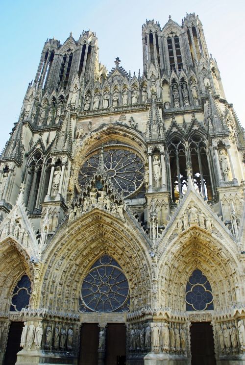 Reimsas, Katedra, Portalai, Turai, Fasadas, Verandos, Gotika, Architektūra, Religija