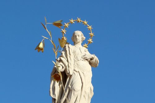 Religinis, Statula, Saint John Of Nepomuk, Laisvės Aikštė, Mėlynas Dangus, Timisoara