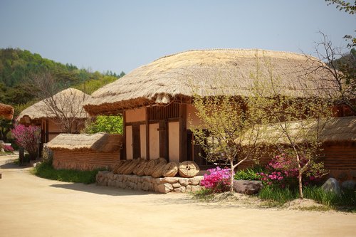 Korėjos Respublika,  Tradicinis,  Šiaudų Stogu Žarna,  Tradiciniai Namai