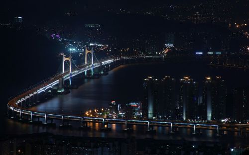 Korėjos Respublika, Busan, Tiltas, Smėlio, Jūra, Kraštovaizdis, Architektūra, Kelionė, Haeundae Paplūdimys