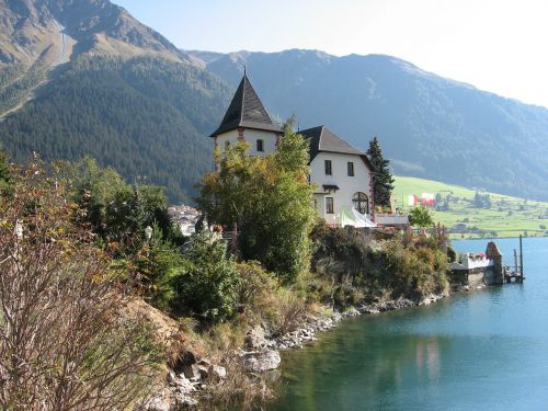 Reschensee, Reschen Pass, Rezervuaras, Užtvindytas, Ežeras, Alpių, Bankas