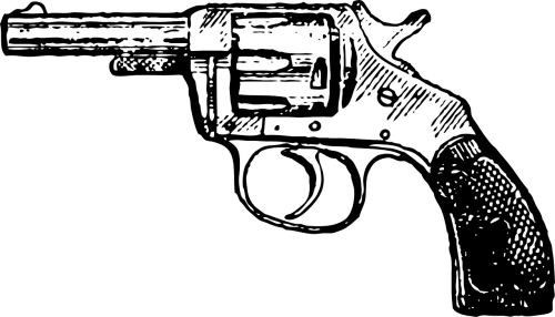 Revolveris, Pistoletas, Kaubojus, Pistoletas, Ginklas, Smurtas, Sukelti, Cilindras, Kulka, Šaudyti, Nemokama Vektorinė Grafika