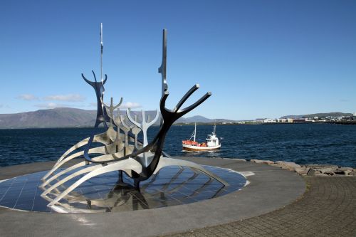 Reikjavikas, Iceland, Vikingo Laivas, Sólfar, Saulės Voyager, Skulptūra