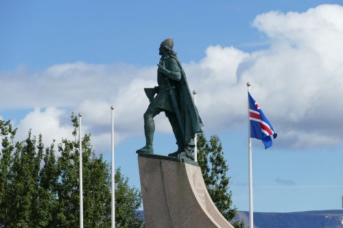 Reikjavikas, Iceland, Skulptūra, Figūra, Statula, Menas, Paminklas, Viking, Šarvai, Viduramžiai, Vairas, Vėliava