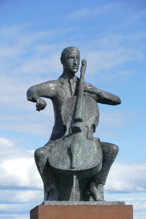 Reikjavikas, Iceland, Skulptūra, Figūra, Statula, Menas, Paminklas, Muzika, Violončelė, Metalas, Bronza, Instrumentas