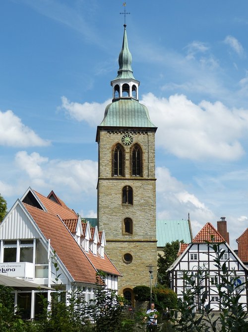 Rheda-Wiedenbrück,  Vokietija,  Rheda,  Bažnyčia,  Istorinis Centras,  Bokštas,  Šiaurės Reinas-Vestfalija,  Architektūra