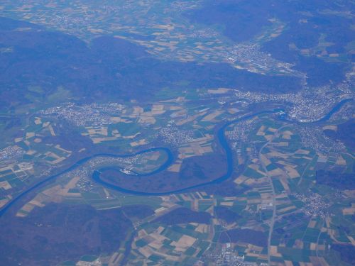Rheinau, Rheinschleife, Oro Vaizdas, Luftbildaufnahme, Upė, Upės Kelias