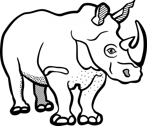Rhino, Raganos, Žinduolis, Afrika, Safari, Gyvūnai, Nemokama Vektorinė Grafika