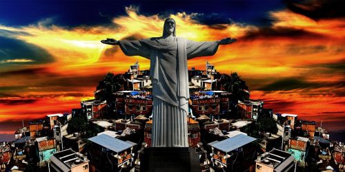 Rio De Janeiro Krikščionis, Favela, Kalnas, Carioca, Corcovado, Royalty Free