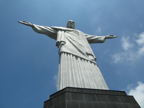 Rio De Janeiro Krikščioniškas Atpirkėjas, Christo, Statula, Upė, Brazilija Orientyras, Dangus, Royalty Free