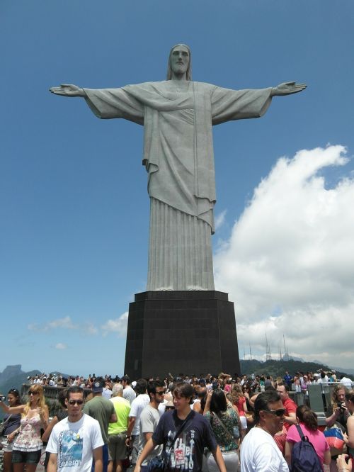 Rio De Janeiro Krikščioniškas Atpirkėjas, Christo, Statula, Upė, Brazilija Orientyras, Žmogus, Paminklas, Royalty Free