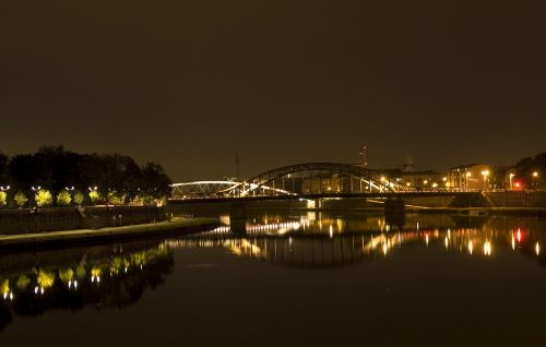 Upė, Kraków, Lenkija, Naktis, Kraštovaizdis, Wisla, Miestas, Vanduo, Architektūra, Senamiestis, Tiltas