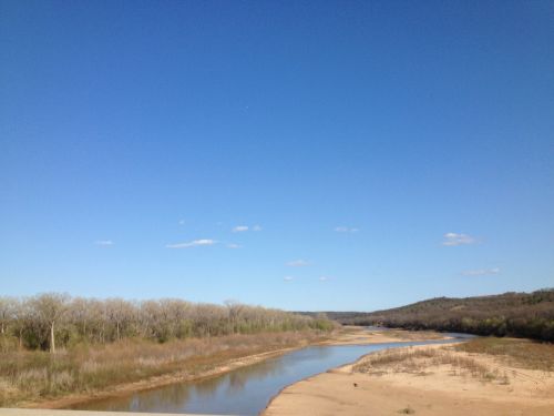 Upė, Oklahoma, Mėlynas Dangus, Vanduo, Smėlis, Gamta