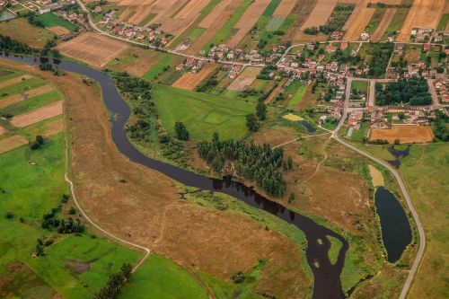 Upė, Kraštovaizdis, Gamta, Žalias, Lenkija, Grupė, Miškas, Aerofoto Nuotrauka, Skrydis