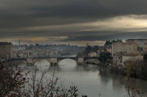 Upė, Architektūra, Vandens Telkinys, Panoraminis, Miestas, Bourg Toll, Isère, Katedros Drôme, 26100, Romans Sur Esère, Senas Tiltas