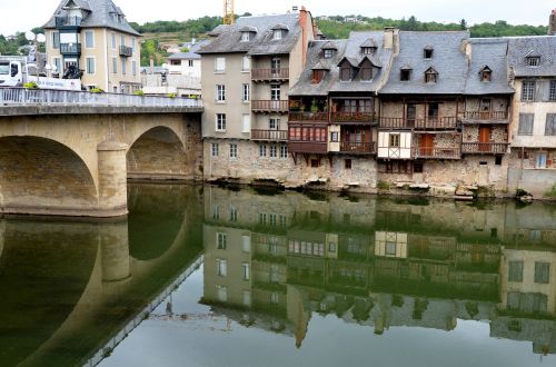 Upė,  Atspindys,  Architektūra,  Tiltas,  Espalionas,  Rouergė,  Auvergne,  Be Honoraro Mokesčio