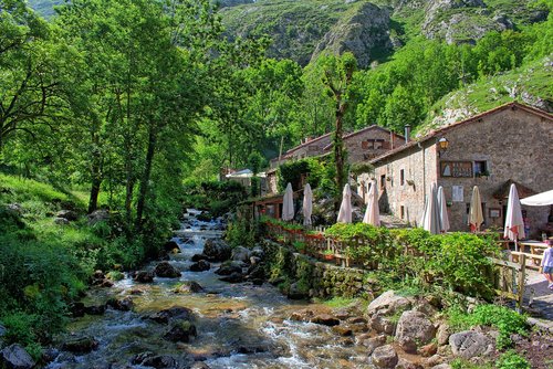 Upė,  Kraštovaizdis,  Pobūdį,  Asturias,  Ispanija,  Aukštos Kalnų,  Žygiai,  Picos De Europa