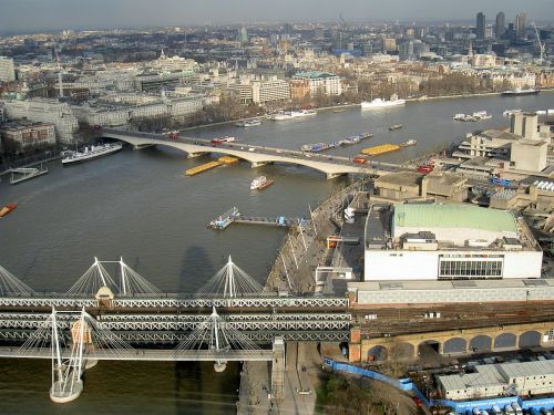 Upė, Thames, Tiltai, Valtys, Panorama, Londonas, Laivai