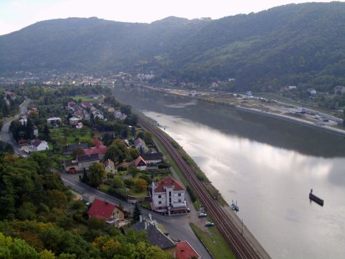 Upė, Elbe, Strekov, Kalnai, Miestas, Namai, Ústí Nad Labem, Čekija