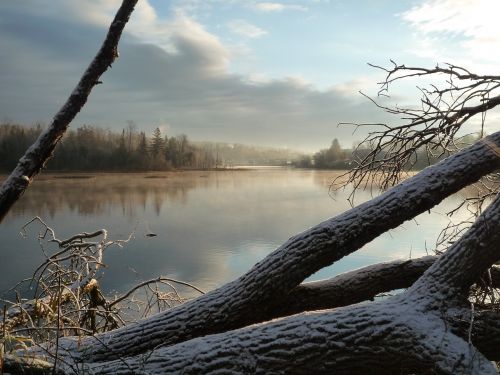 Upė, Ežeras, Žiema, Kraštovaizdis, Vanduo, Gamta, Dangus, Atspindys, Ramus, Peizažas, Sezonas, Ruduo, Aušra, Šaltis, Sniegas, Migla, Rytas, Šalis, Kaimas, Lauke, Aplinka, Vaizdingas, Gamtos Kraštovaizdis